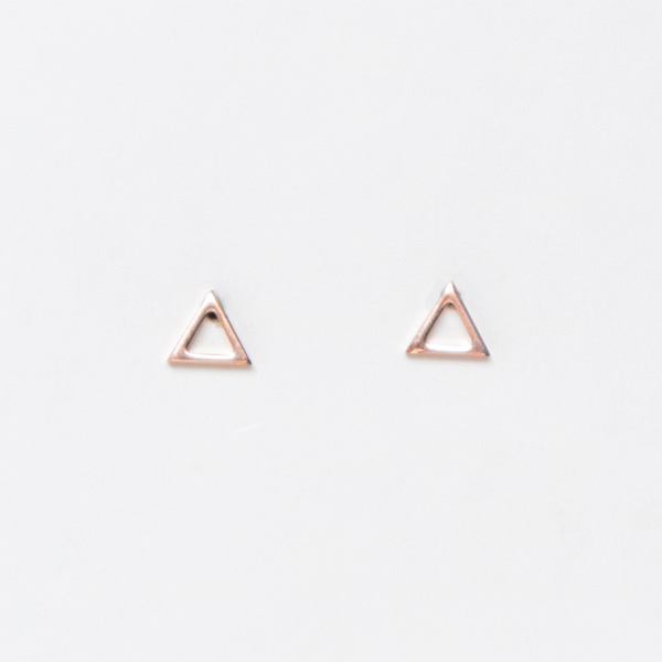 ROSE GOLDキャッチレスピアス トライアングル・画像