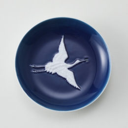 ［丸］置き上げ 鶴 青【受発注】光雲窯・画像