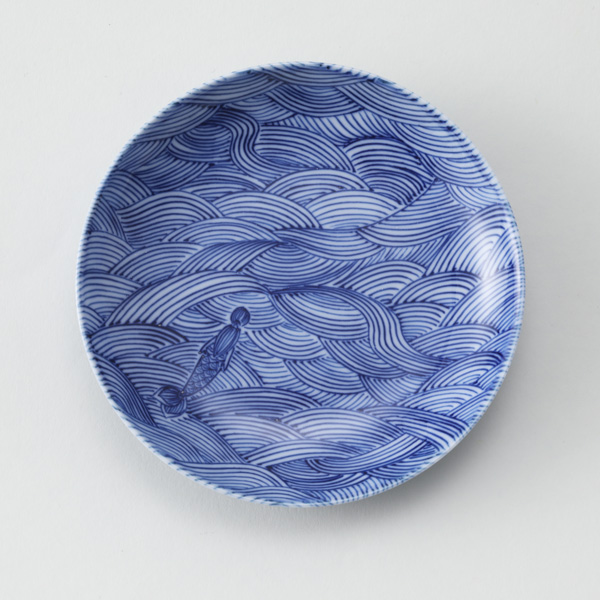 ［丸］波と人形【受発注】嘉久正窯・画像