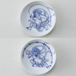 ［丸］風神・雷神 2枚セット【受発注】嘉久正窯・画像