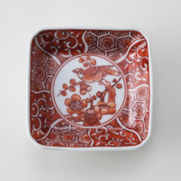 ［角］赤絵花鳥地紋絵【受発注】陶房義窯・画像