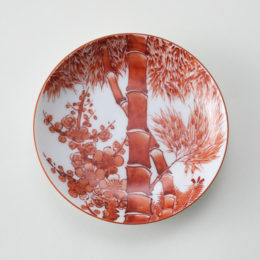 ［丸］赤絵松竹梅絵【受発注】陶房義窯・画像