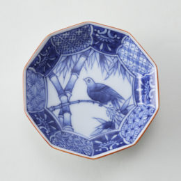 ［十角］染付花鳥地文絵【受発注】陶房義窯・画像