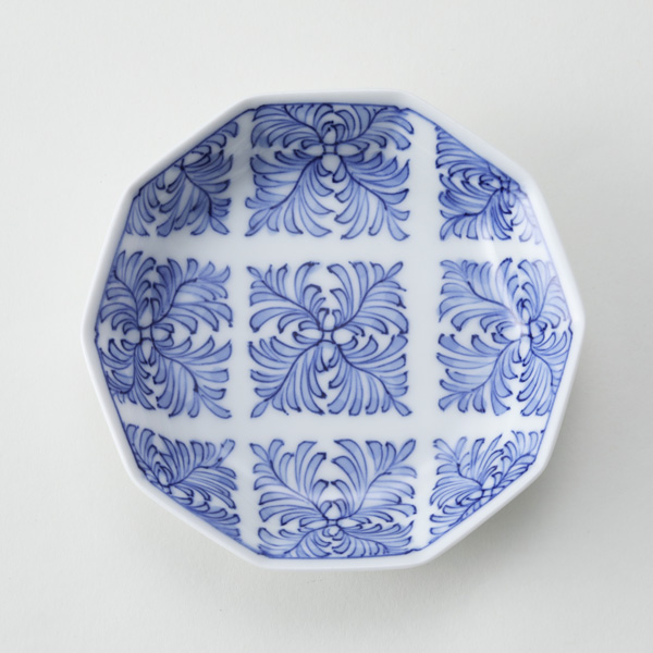 ［十角］染付羊歯菱紋【受発注】平戸藤祥五光窯・画像