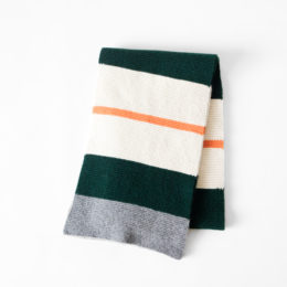 GREEN/ORNGE/ECRUマフラ- College Stripe Scarf・画像