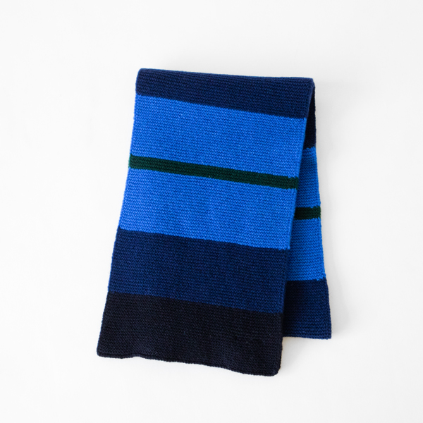 BLUE/NAVYマフラ- College Stripe Scarf・画像