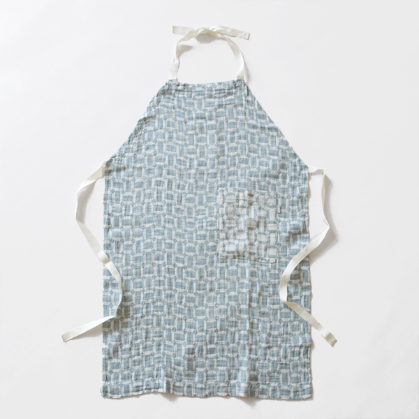 white rainy blueリネンエプロン・画像
