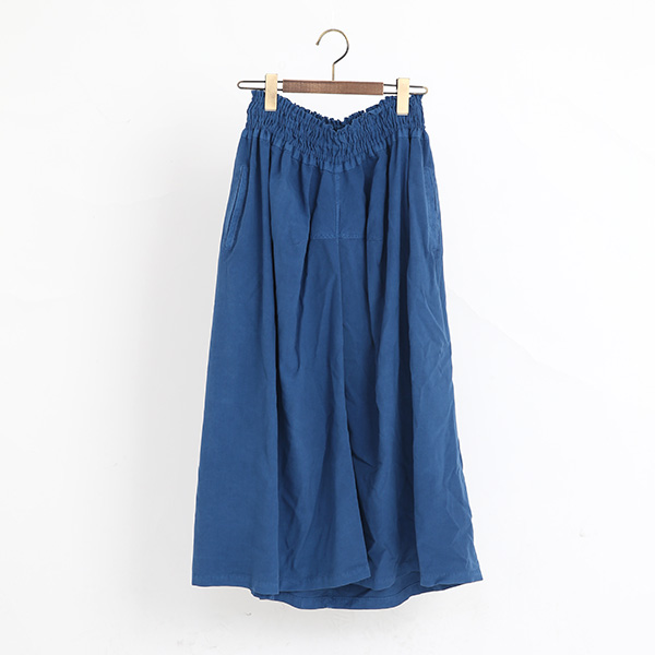 INDIGO-ISHバンブ-コットン ギャザ-スカ-ト・画像