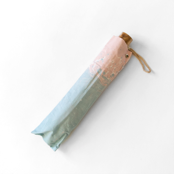 波（配色）50cm 8本骨 晴雨兼用 折畳み傘 墨流しマ-ブル・画像