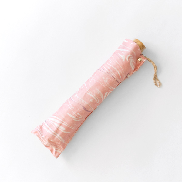 波 50cm 8本骨 晴雨兼用 折畳み傘 墨流しマ-ブル・画像