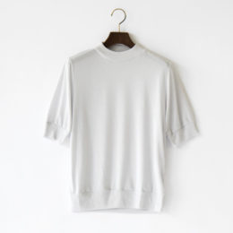 LIGHT GREYサイロプレミアムヌ-ディ天竺 5分袖モックネックTシャツ・画像