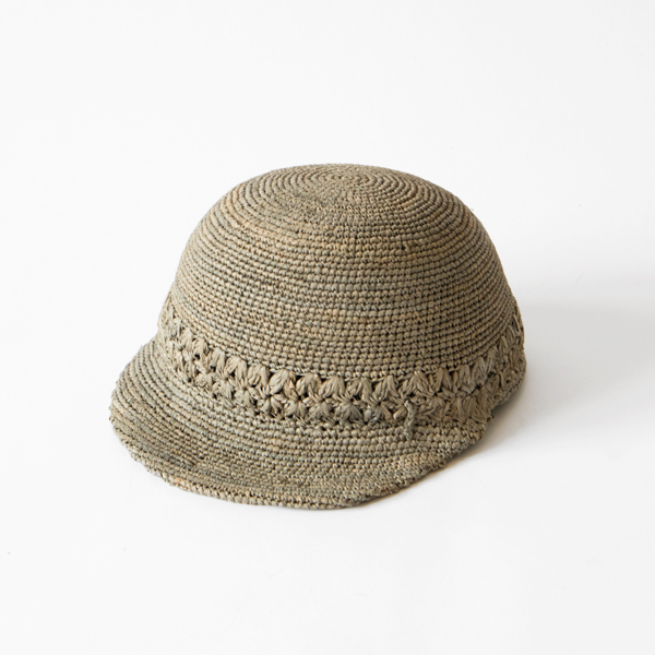 グレ-【受発注】ラフィアかぎ編み 胴レ-スキャップ・画像