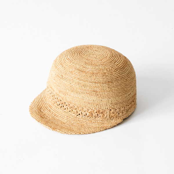 ベ-ジュ【受発注】ラフィアかぎ編み 胴レ-スキャップ・画像