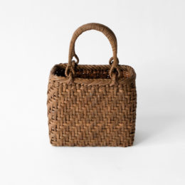 S【受発注】 山ぶどうかごバッグ レザ-ハンドル付き・画像