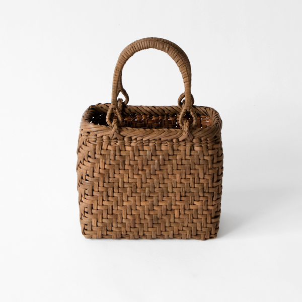 S【受発注】 山ぶどうかごバッグ レザ-ハンドル付き・画像