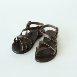 size37レザ-ストラップサンダル チョコ・画像