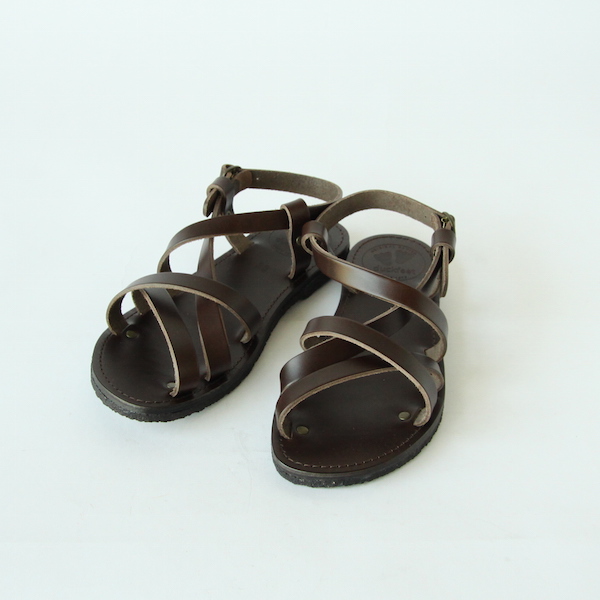 size37レザ-ストラップサンダル チョコ・画像