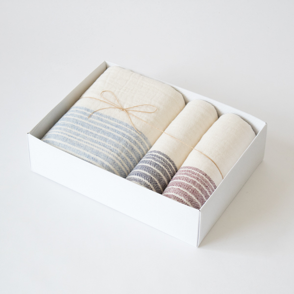 ブル-・ネイビ-・エンジフラックスライン フェイス・バスタオルAセット・画像