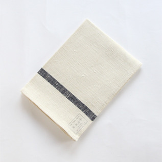 ホワイト×ネイビ-リネンライン入りキッチンクロス・画像