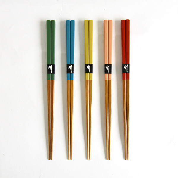 黄 桃 赤 青 緑みやこ箸 5膳セット・画像
