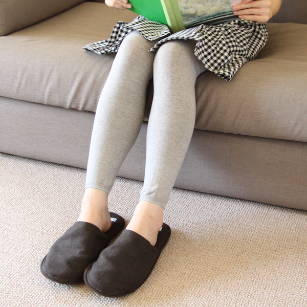 矢車附子草木染平編みレギンス・画像