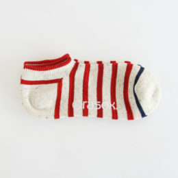 ネイビ-×ナチュラルコットンボ-ダ-・ロウ レディ-スソックス・画像