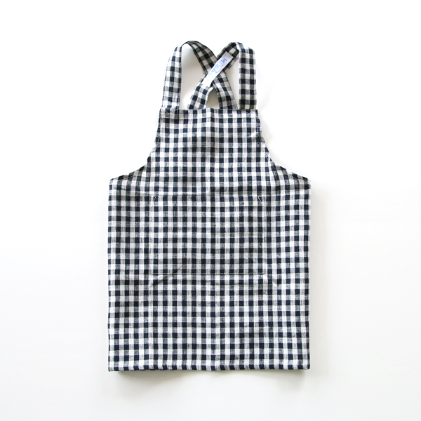 キッズエプロン ネイビ-ホワイトチェック・画像