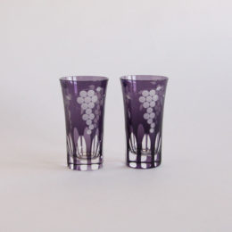 江戸切子 葡萄文様 一口ビ-ル ペア・画像