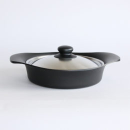 鉄鍋 浅型 ステンレスふた付き・画像