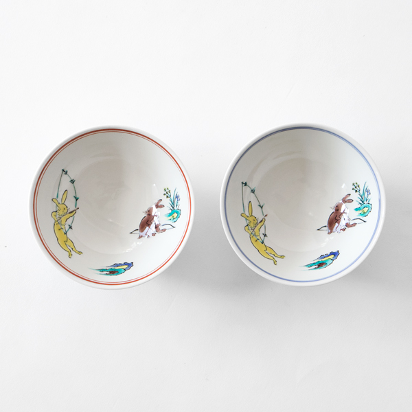 鳥獣戯画めおと飯碗・画像