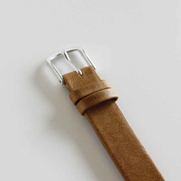 牛革キャメル/縁返し15mm幅ベルト 一重巻き・画像