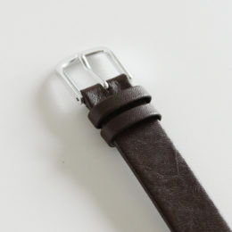 牛革こげ茶/縁返し15mm幅ベルト 一重巻き・画像