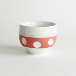 朱肥前吉田焼 水玉 湯呑・画像