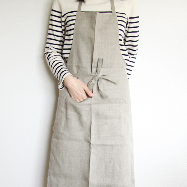 ナチュラルリネンフルエプロン・画像