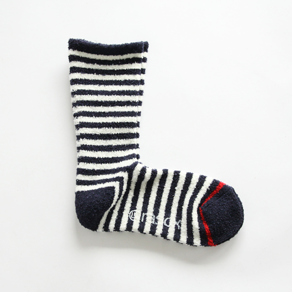 ネイビ-ホワイトソフトタッチ・ボ-ダ- メンズソックス・画像