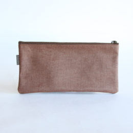 ブラウン屋久杉染 帆布ポ-チ 25×12cm・画像