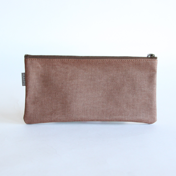 ブラウン屋久杉染 帆布ポ-チ 25×12cm・画像