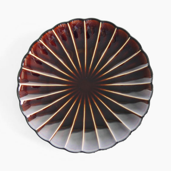 漆ブラウンぎやまん陶 七寸皿・画像