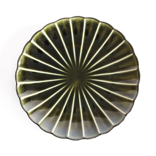 利休グリ-ンぎやまん陶 七寸皿・画像