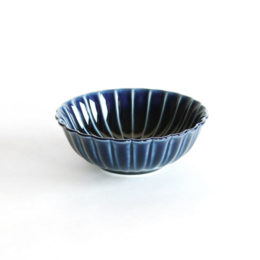 茄子紺ブル-ぎやまん陶 浅小鉢・画像