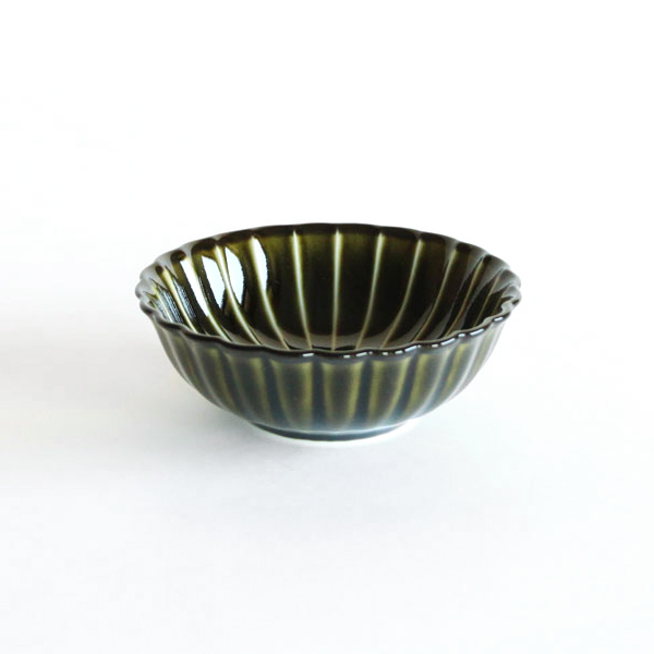 利休グリ-ンぎやまん陶 浅小鉢・画像