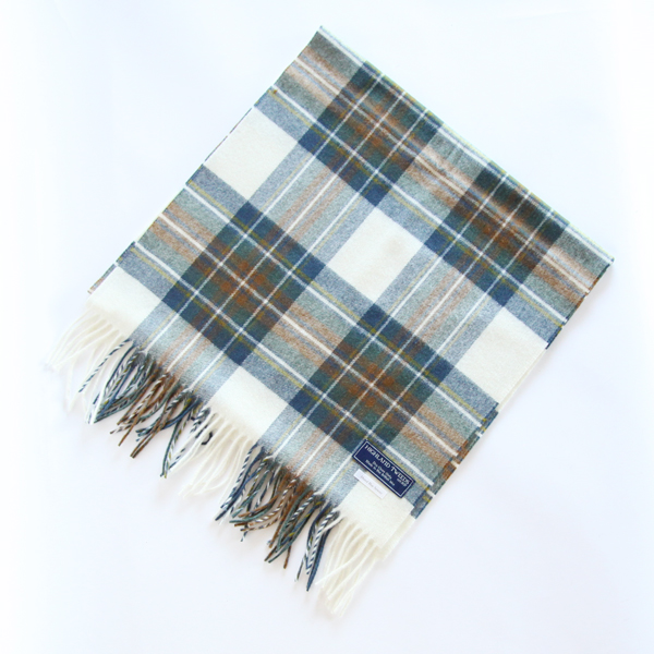 Muted Blue Stewartタ-タンチェックスト-ル グレ-・ホワイト・画像