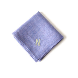 Nイニシアル刺繍ハンカチ ブル-(クロス)・画像
