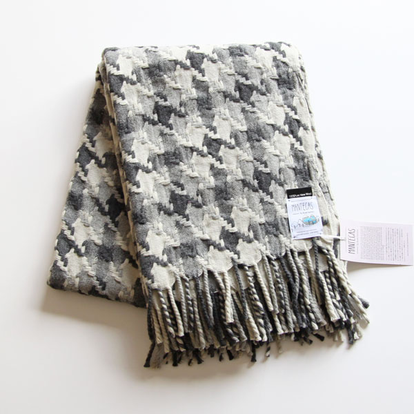 ブラック/ホワイトブランケット（180×130）PIED DE POULE・画像