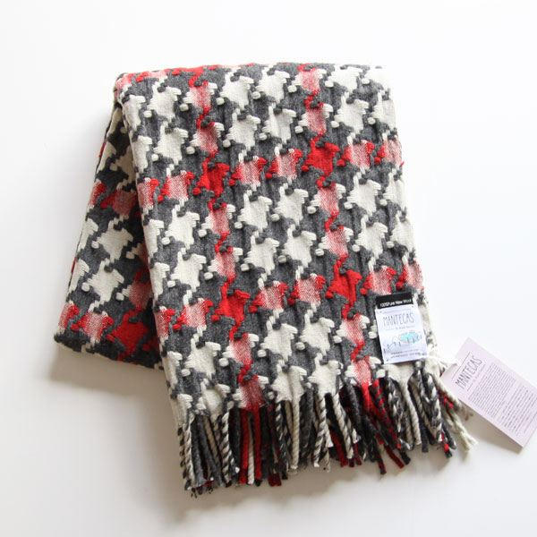 ボルド-/ブラックブランケット（180×130）PIED DE POULE・画像