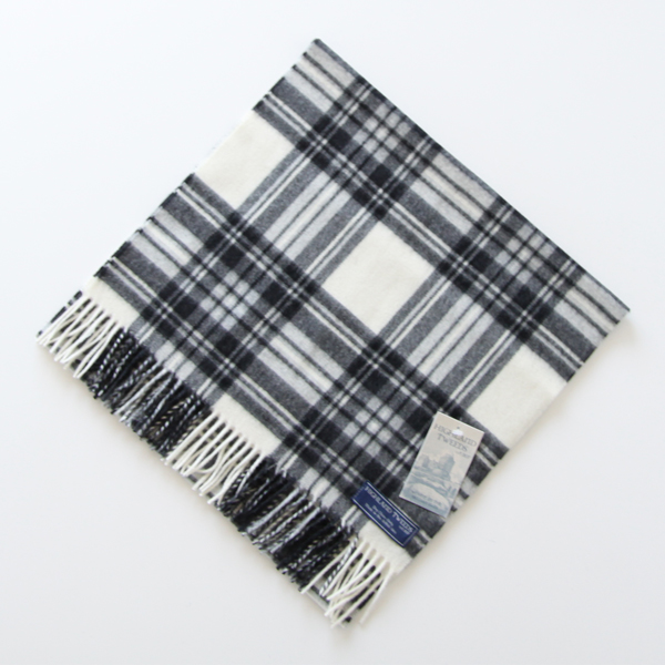 DRESS GREY STEWARTタ-タンチェックスト-ル グレ-・ホワイト・画像