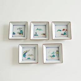 山水絵替り角小皿 5枚・画像