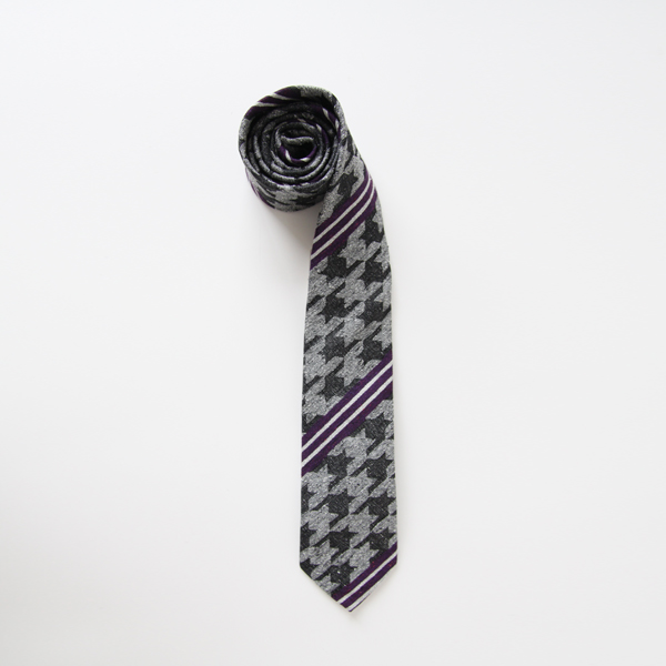 千鳥ストライプ/パ-プルNTM-386ネクタイ パ-プル・グレ-・画像