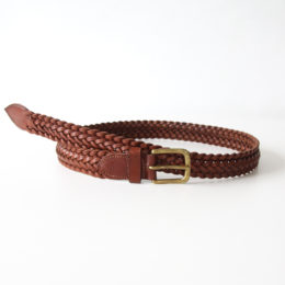 32incベルト 9plate weave edge braid belt-brown・画像