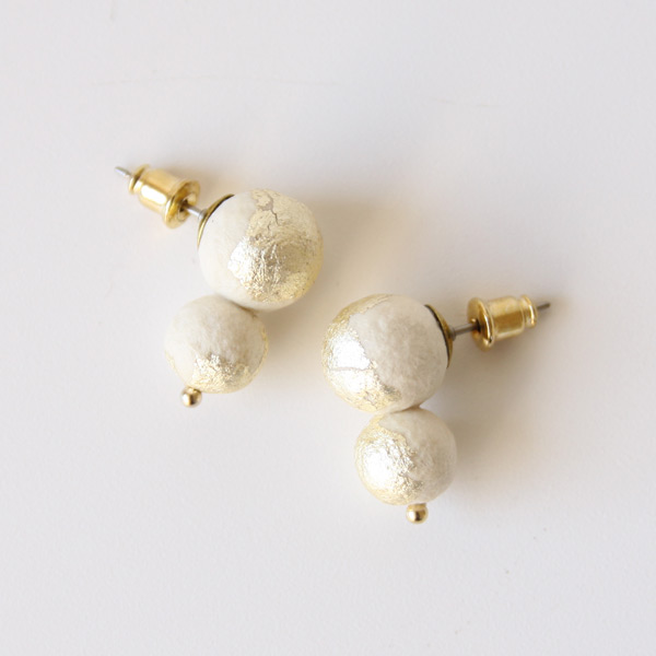 【別注】2粒箔玉ピアス （ネコヤナギ） JPA 1583・画像